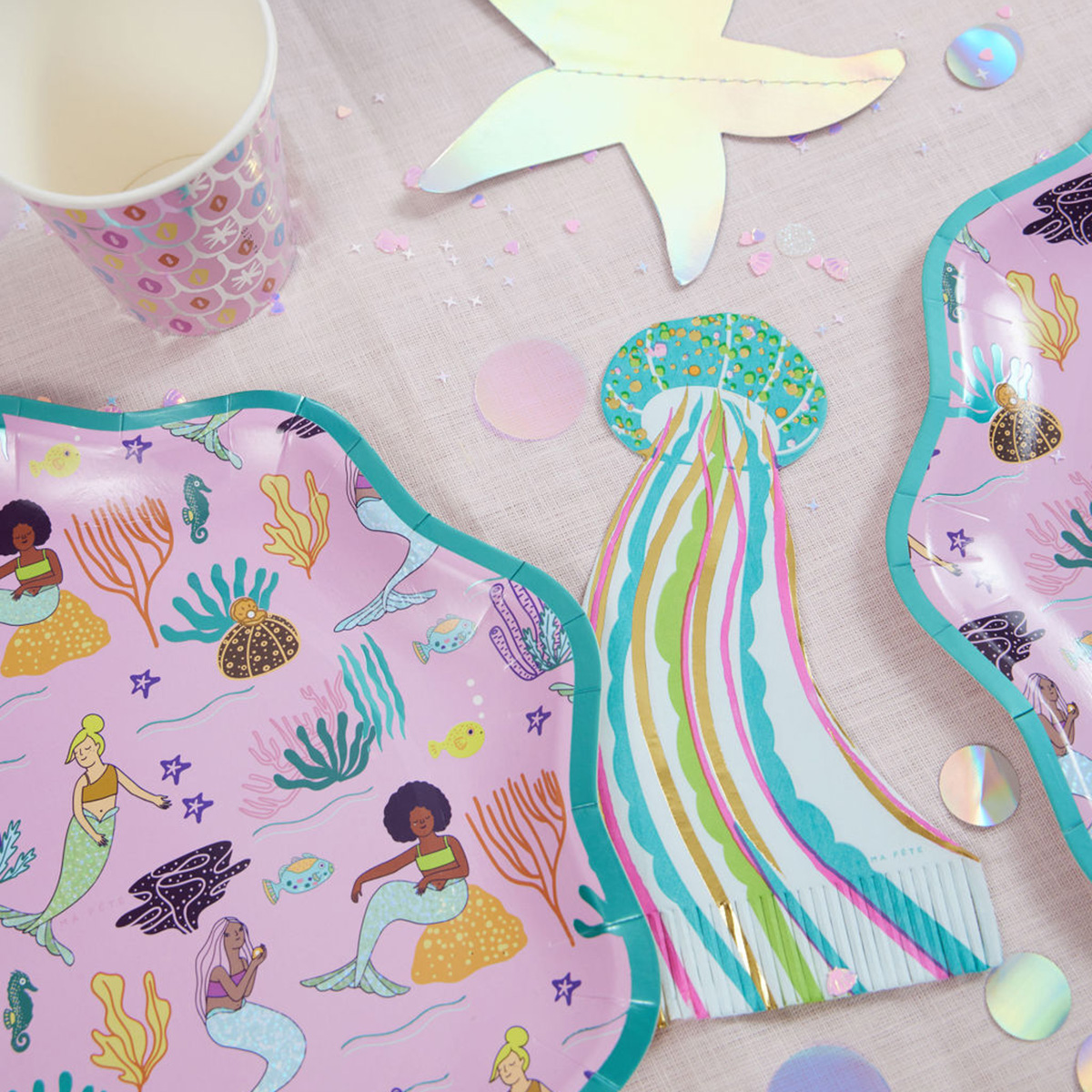 mermaids, pattern, illustration, surface design