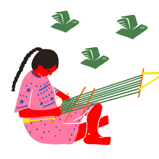 Textile, jovenes artesanos, illustration